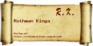 Rothman Kinga névjegykártya